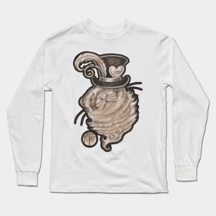 Ferret In A Top Hat - Black Outlined Version Long Sleeve T-Shirt